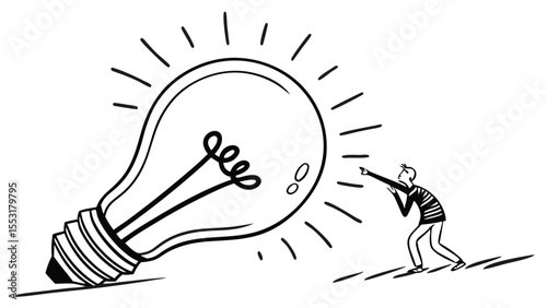 Hand-drawn vector light bulb illustration: a creative concept of business innovation and idea