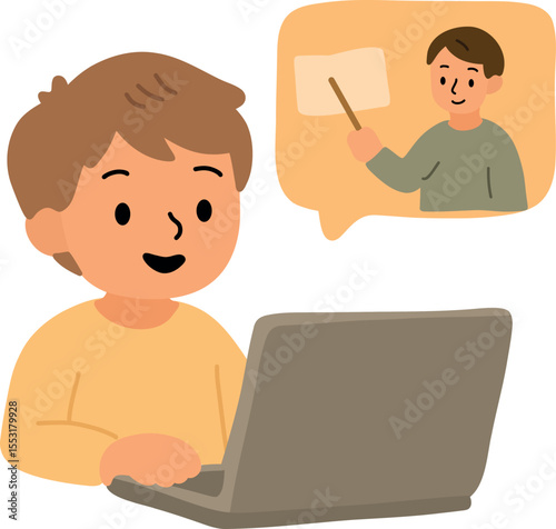 Boy Attending Online Class
