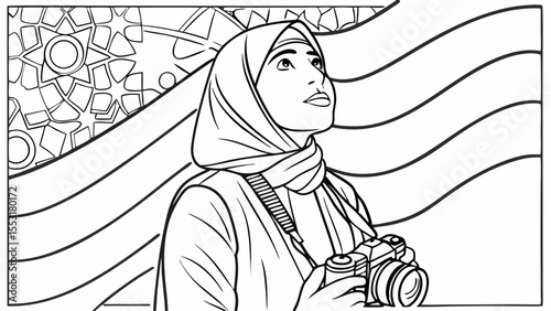 Vector illustration art drawing of Virgin Mary and baby Jesus with a woman and child, in an old fashion sketch style