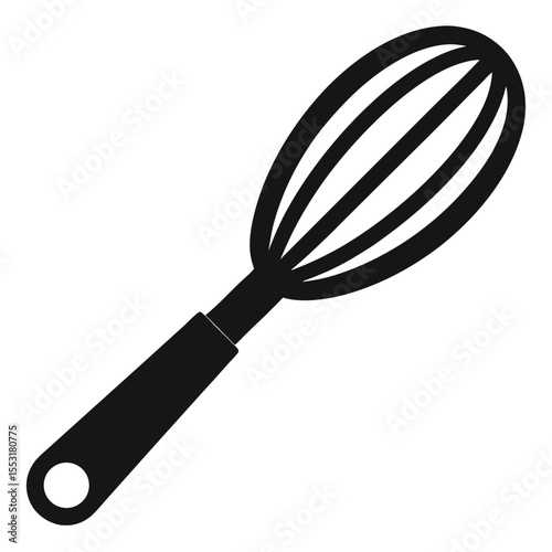 Vector art of a black silhouette of a whisk isolated on white background