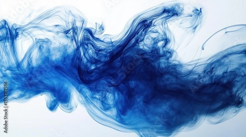 Abstract flowing blue smoke on a white background creating soft, swirling patterns with a sense of movement and ethereal calmness