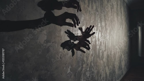 Shadows dance on the wall during an eerie late-night exploration in an abandoned building