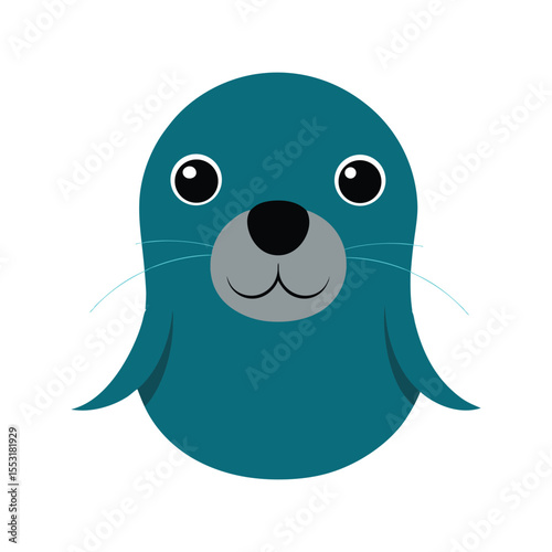 Sea lion head expressive mascot artwork Vector illustration