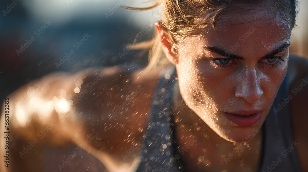 Obraz premium Dynamic close-up photo of an athlete in motion during a race