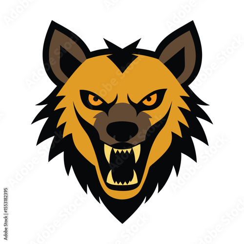Vicious hyena head wild mascot drawing Vector illustration