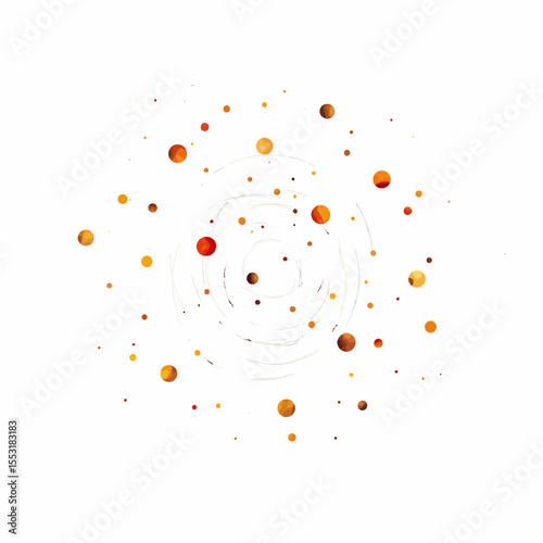 Abstract colorful dots swirling on white background  