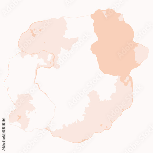 Abstract watercolor map of Antarctica in soft peach tones  