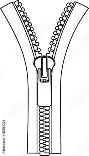 Zipper Minimalist line art hand drawn outline stroke