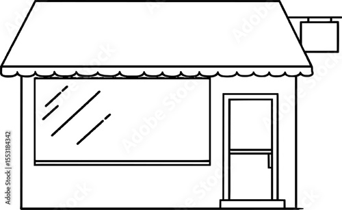 Store Shop Marketplace Minimalist line art hand drawn outline stroke