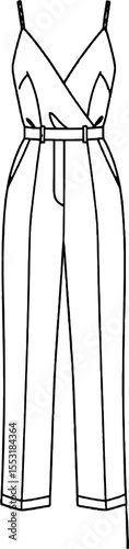 Jumpsuit Minimalist line art hand drawn outline stroke