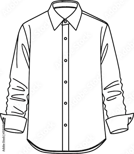 Shirt button up Minimalist line art hand drawn outline stroke