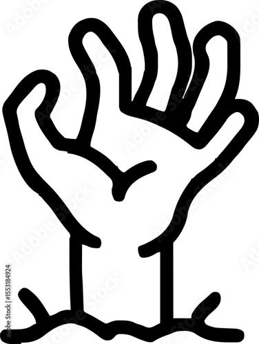 Zombie han rising  icon illustration outline stroke minimalist black line