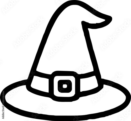 witch hat icon illustration outline stroke minimalist black line