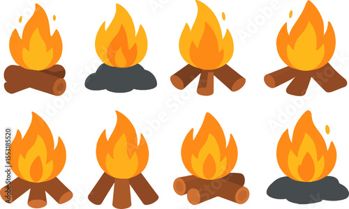 Campfire bornfire icon set collection pack fire hot flame