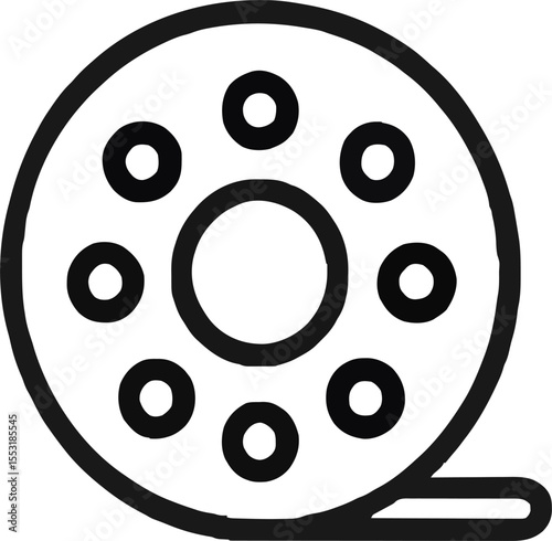 Bobbin icon illustration outline stroke minimalist black line