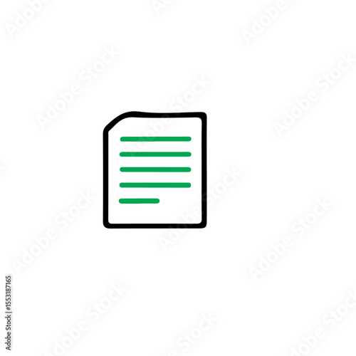 A simple icon of a document with green lines on a white page