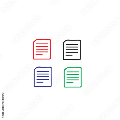 Four colorful document icons arranged in a square pattern