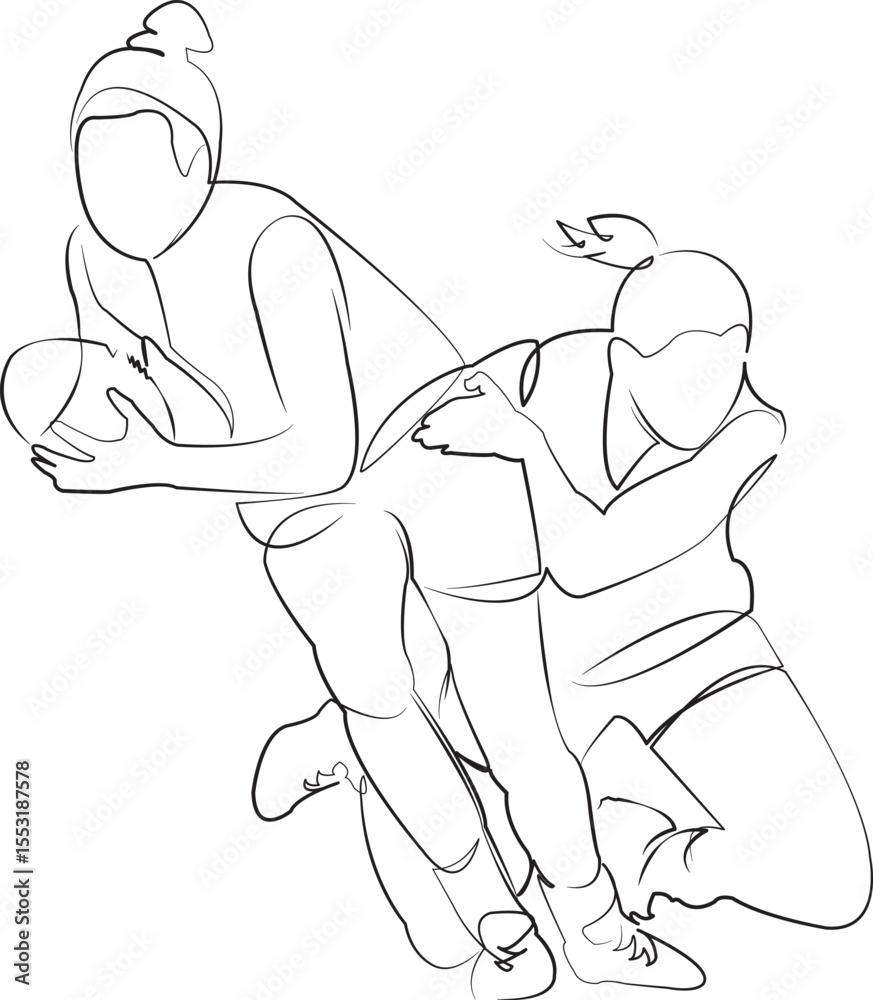Fototapeta premium One continuous line drawing on white isolated background. Minimalism linear illustration. person, woman, adult, sport, competition, playing, success, holding, grass, lifestyle