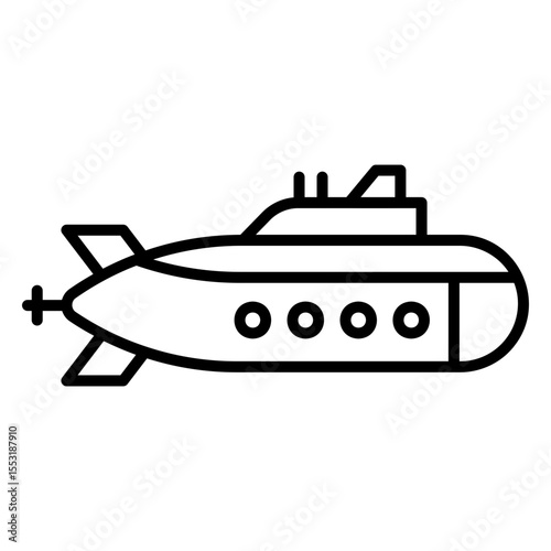 Submarine Icon, Naval Vessel, Underwater Transport Vector