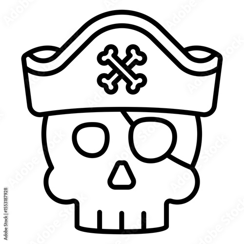 Skull Pirate Icon Outline for App & Web Design