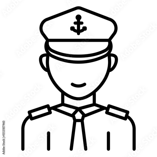 Vector Line Art of a Navy Officer or Sailor