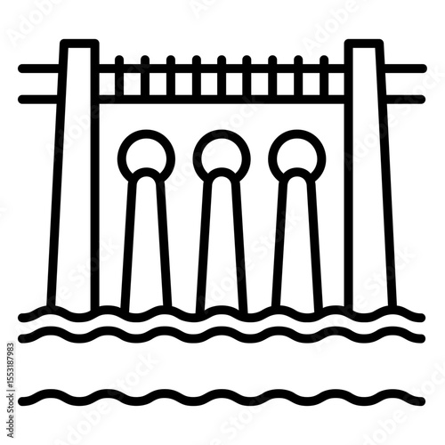 Dam icon - Hydroelectric power plant outline illustration