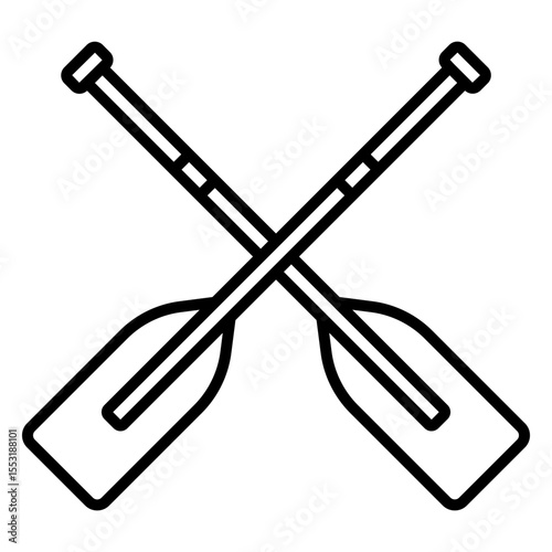 Crossed Paddle Illustration Line Icon