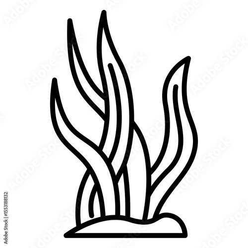 Aquatic Plant Growing Upward in Line Art
