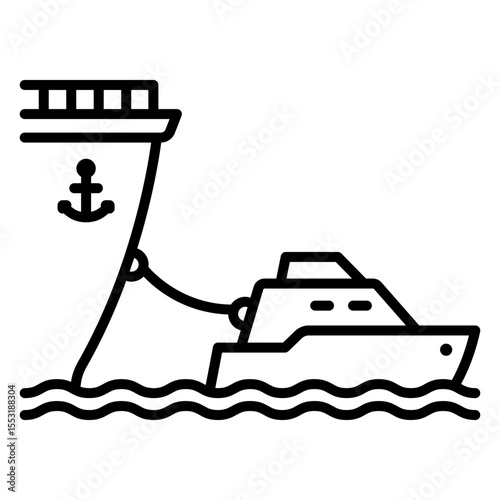 Vessel Assistance: Ship Towing Small Boat Icon