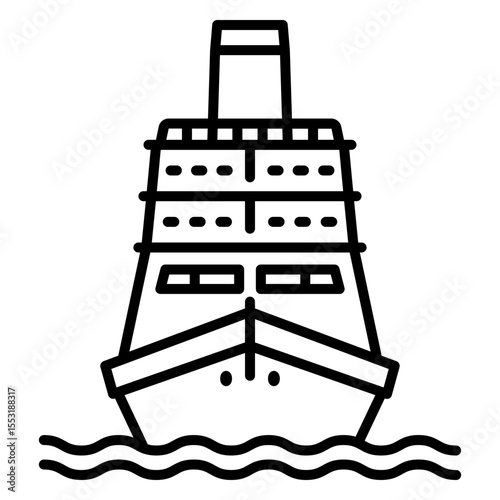 Cruise Ship Icon Approaching Front View