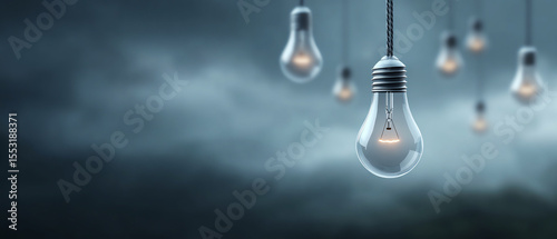 Hanging light bulb innovation creativity idea inspiration electricity technology energy focus concept