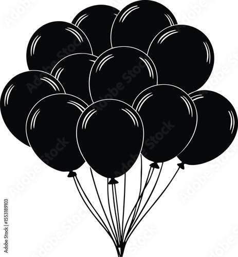 Silhouette of Balloon Bunch