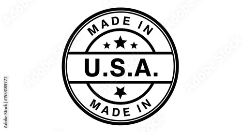 Oval Black and White "Made in U.S.A." Stamp with Stars