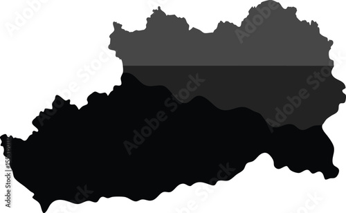 Vector art of a grayscale map of a region is isolated on white background