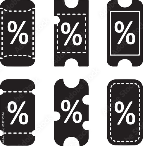 Discount Coupon Vector Ticket Set for Retail Promotions and Offers