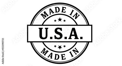 Black and White "Made in U.S.A." Circular Stamp with Stars