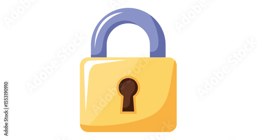 Cartoonish Yellow Padlock with Purple Hinge
