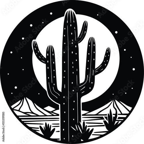 Silhouette of Desert Cactus
