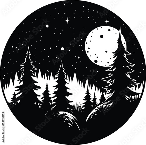 Silhouette of Full Moon