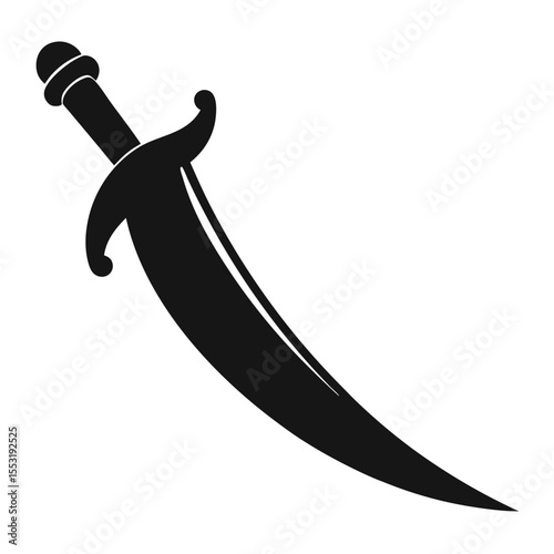 Vector art of a black dagger silhouette isolated on white background