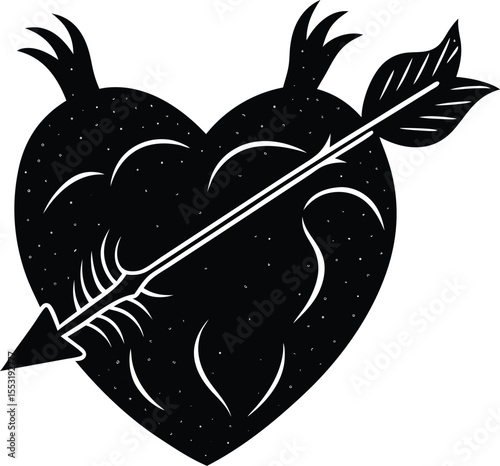 Silhouette of Heart with Arrow
