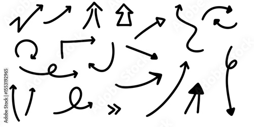Hand-drawn arrows set – sketchy doodle vector illustration