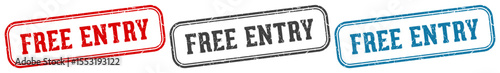 free entry stamp. free entry rectangular stamp set isolated on white background