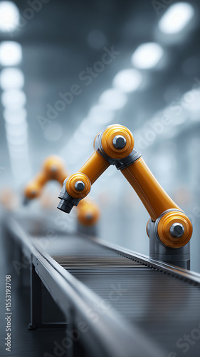 Robotic arm automation gold bar conveyor industry technology factory metal modern production line efficient shiny advanced manufacturing machinery