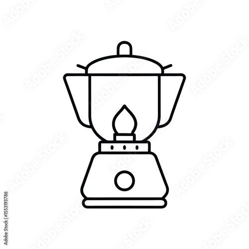 Line Art of a Camp Stove Icon Design Vector Illustration