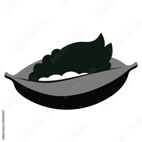Vector art of a single pea pod filled with peas, isolated on white background