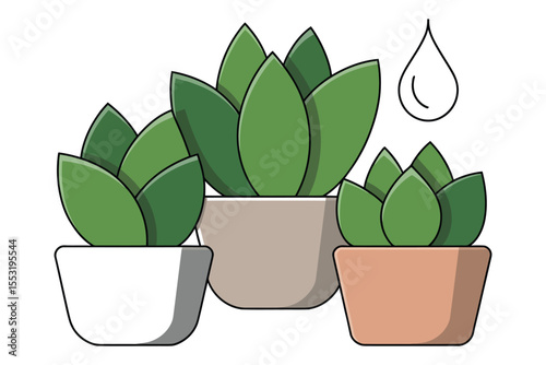 Potted succulent plant with green leaves in a terracotta flowerpot, a natural botanical decoration for any home garden