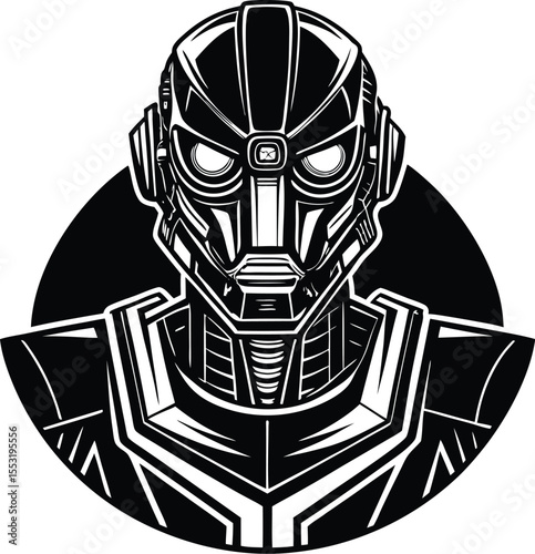 Silhouette of Sci Fi Robot Head
