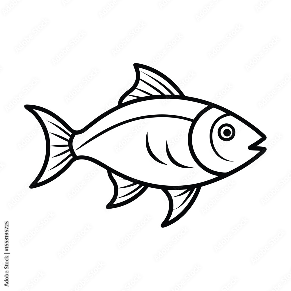 Fototapeta premium Line Art of a Fish Icon Design Vector Illustration