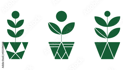 Green leaf eco-friendly plant and nature icon set illustration